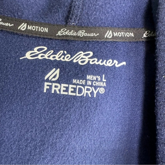 Eddie Bauer Mens FreeDry Jacket Hoodie Size Large Zip Front Navy - Picture 4 of 6